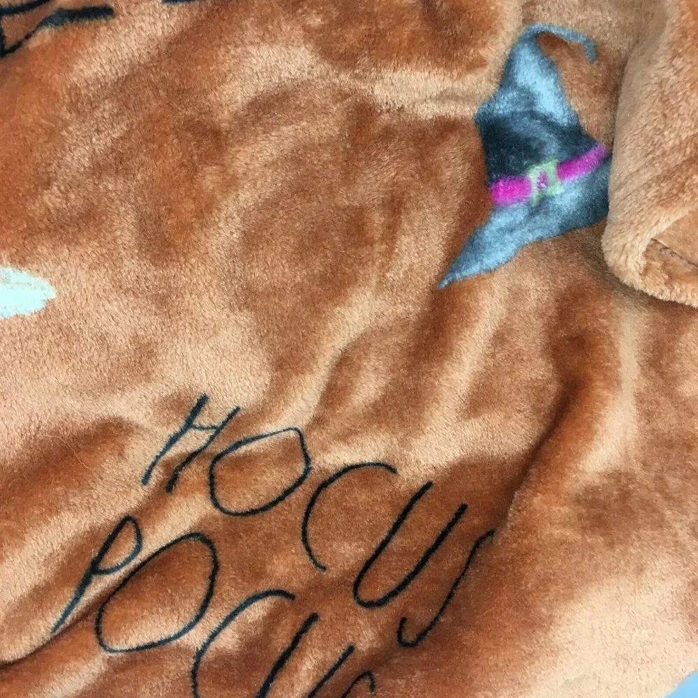 Rae Dunn Halloween HOCUS POCUS Micro Fleece Throw Blanket Witch Hat Boots Broom
